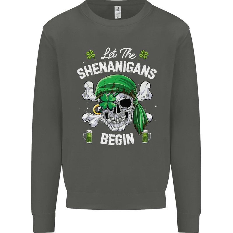 St Patricks Day Let the Shenanigans Begin Kids Sweatshirt Jumper Storm Grey