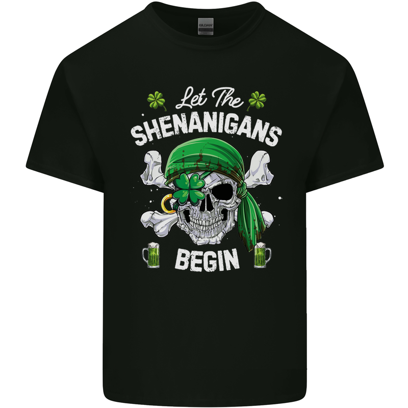 St Patricks Day Let the Shenanigans Begin Mens Cotton T-Shirt Tee Top Black