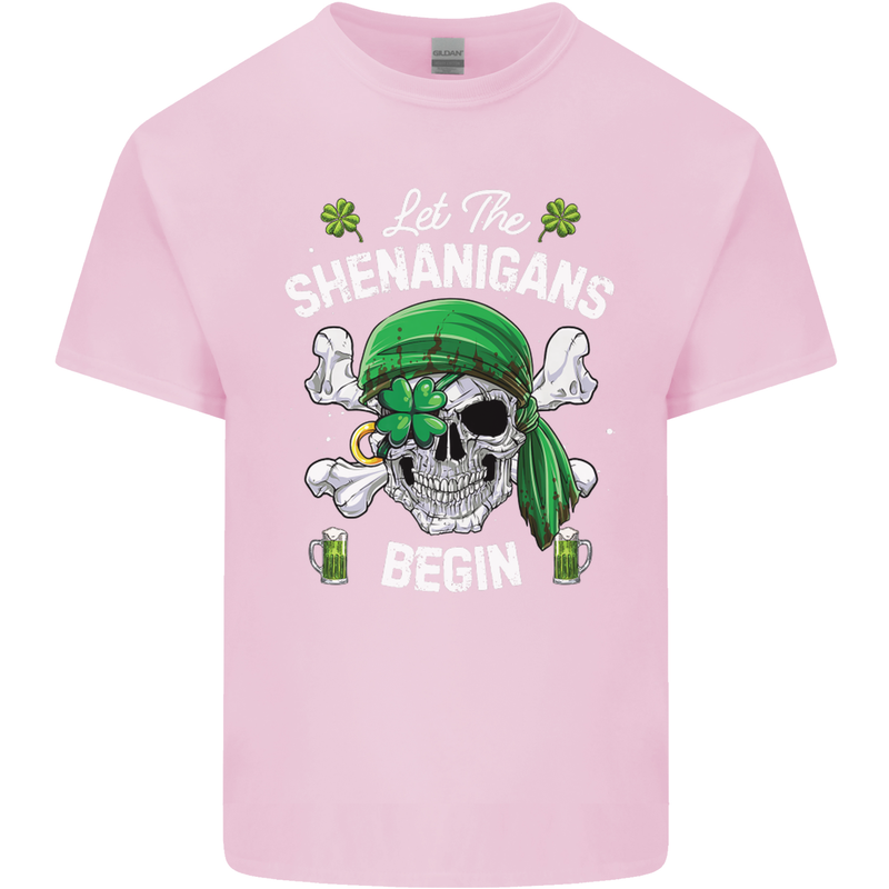 St Patricks Day Let the Shenanigans Begin Mens Cotton T-Shirt Tee Top Light Pink