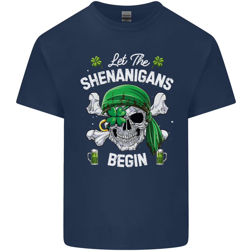 St Patricks Day Let the Shenanigans Begin Mens Cotton T-Shirt Tee Top Navy Blue