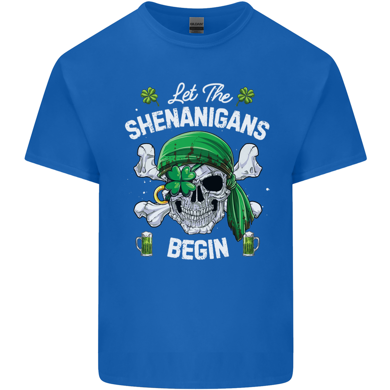 St Patricks Day Let the Shenanigans Begin Mens Cotton T-Shirt Tee Top Royal Blue