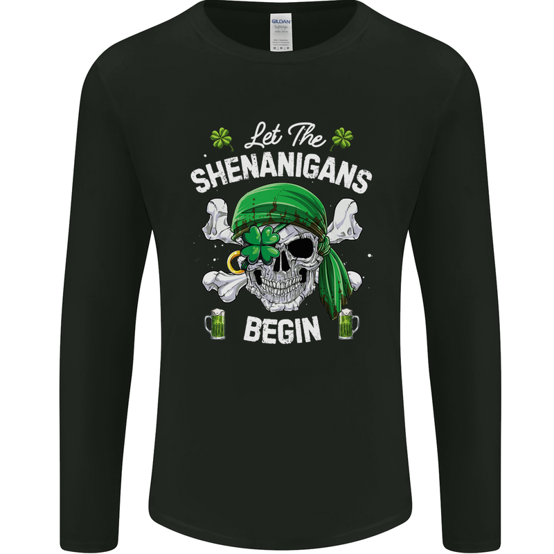 St Patricks Day Let the Shenanigans Begin Mens Long Sleeve T-Shirt Black
