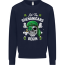 St Patricks Day Let the Shenanigans Begin Mens Sweatshirt Jumper Navy Blue