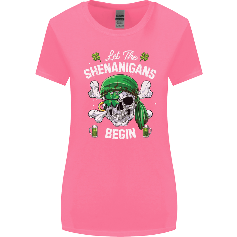 St Patricks Day Let the Shenanigans Begin Womens Wider Cut T-Shirt Azalea