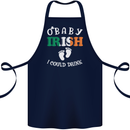 St Patricks Day Pregnant New Baby Funny Cotton Apron 100% Organic Navy Blue