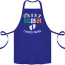 St Patricks Day Pregnant New Baby Funny Cotton Apron 100% Organic Royal Blue