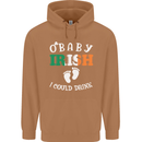 St Patricks Day Pregnant New Baby Funny Mens 80% Cotton Hoodie Caramel Latte