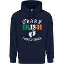 St Patricks Day Pregnant New Baby Funny Mens 80% Cotton Hoodie Navy Blue