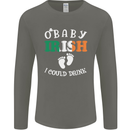 St Patricks Day Pregnant New Baby Funny Mens Long Sleeve T-Shirt Charcoal