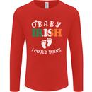 St Patricks Day Pregnant New Baby Funny Mens Long Sleeve T-Shirt Red