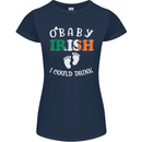 St Patricks Day Pregnant New Baby Funny Womens Petite Cut T-Shirt Navy Blue