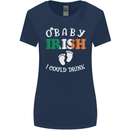 St Patricks Day Pregnant New Baby Funny Womens Wider Cut T-Shirt Navy Blue