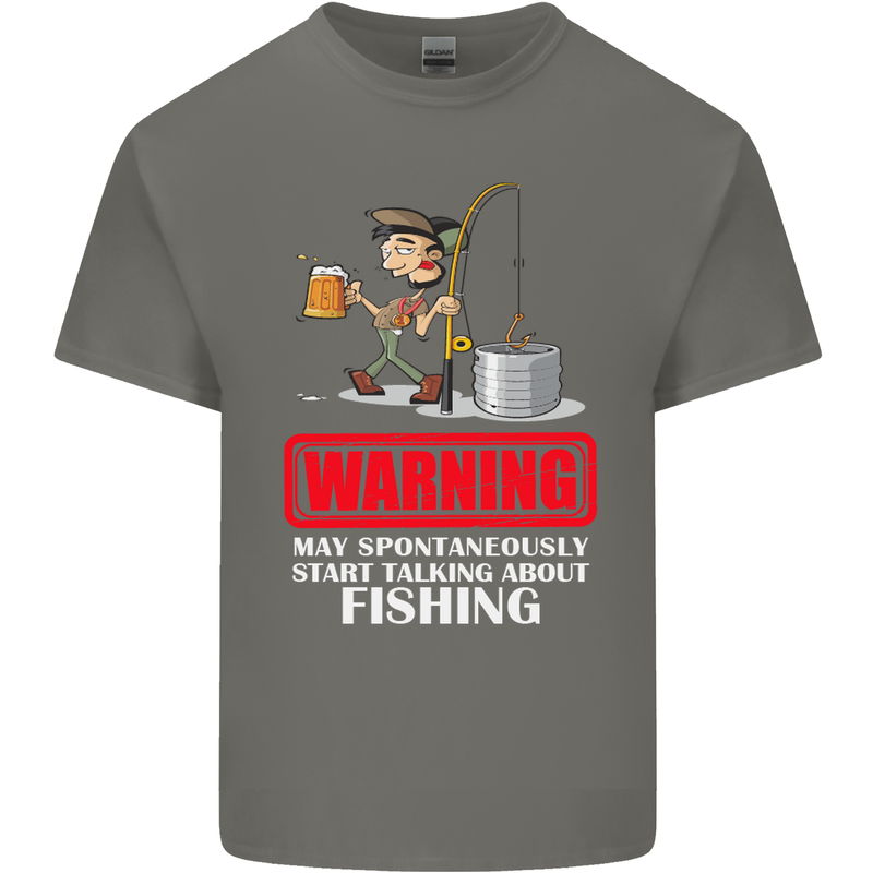 Start Talking About Fishing Funny Fisherman Mens Cotton T-Shirt Tee Top Charcoal
