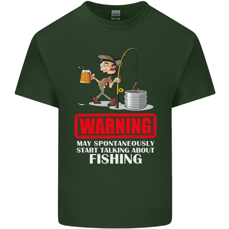 Start Talking About Fishing Funny Fisherman Mens Cotton T-Shirt Tee Top Forest Green