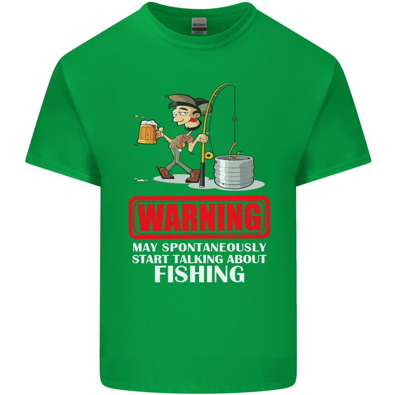 Start Talking About Fishing Funny Fisherman Mens Cotton T-Shirt Tee Top Irish Green
