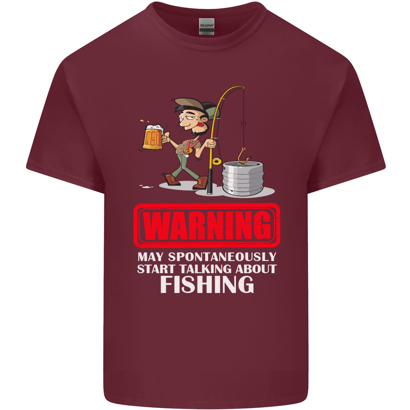 Start Talking About Fishing Funny Fisherman Mens Cotton T-Shirt Tee Top Maroon