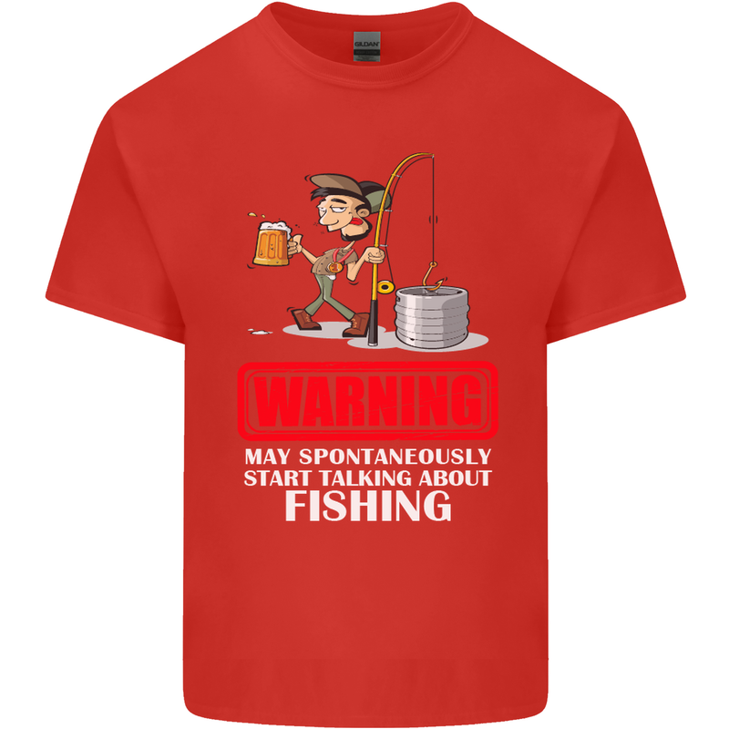 Start Talking About Fishing Funny Fisherman Mens Cotton T-Shirt Tee Top Red
