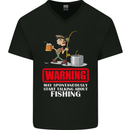 Start Talking About Fishing Funny Fisherman Mens V-Neck Cotton T-Shirt Black