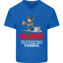 Start Talking About Fishing Funny Fisherman Mens V-Neck Cotton T-Shirt Royal Blue
