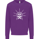 Statue of Liberty Skull USA Gothic Biker Mens Sweatshirt Jumper Purple