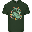 Stay Trippy Hippy Magic Mushrooms Drugs Mens Cotton T-Shirt Tee Top Forest Green