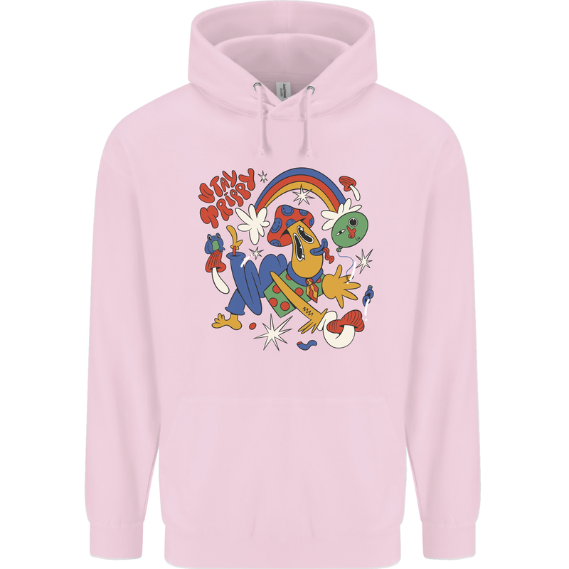 Stay Trippy Magic Mushrooms LSD Mens 80% Cotton Hoodie Light Pink