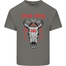 Steak House BBQ Cow Skull Grill Beef Food Mens Cotton T-Shirt Tee Top Charcoal