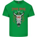 Steak House BBQ Cow Skull Grill Beef Food Mens Cotton T-Shirt Tee Top Irish Green