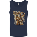 Steampunk Cat Mens Vest Tank Top Navy Blue