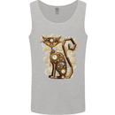 Steampunk Cat Mens Vest Tank Top Sports Grey