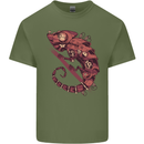 Steampunk Chameleon Iguana Reptile Lizard Mens Cotton T-Shirt Tee Top Military Green