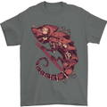 Steampunk Chameleon Iguana Reptile Lizard Mens T-Shirt Cotton Gildan Charcoal