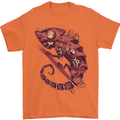 Steampunk Chameleon Iguana Reptile Lizard Mens T-Shirt Cotton Gildan Orange