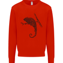 Steampunk Chameleon Mens Sweatshirt Jumper Bright Red