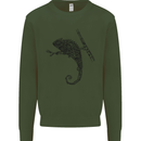 Steampunk Chameleon Mens Sweatshirt Jumper Forest Green