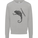 Steampunk Chameleon Mens Sweatshirt Jumper Sports Grey