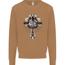 Steampunk Cross Gothic Heavy Metal Biker Mens Sweatshirt Jumper Caramel Latte
