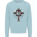 Steampunk Cross Gothic Heavy Metal Biker Mens Sweatshirt Jumper Light Blue
