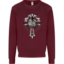 Steampunk Cross Gothic Heavy Metal Biker Mens Sweatshirt Jumper Maroon