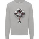 Steampunk Cross Gothic Heavy Metal Biker Mens Sweatshirt Jumper Sports Grey