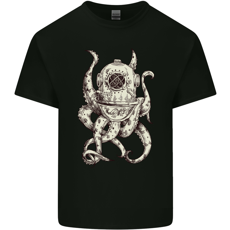 Steampunk Octopus Kraken Cthulhu Mens Cotton T-Shirt Tee Top Black