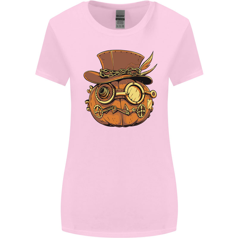 Steampunk Pumpkin Halloween Womens Wider Cut T-Shirt Light Pink
