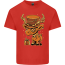 Steampunk Reindeer Funny Christmas Mens Cotton T-Shirt Tee Top Red