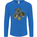 Steampunk Shamrock Mens Long Sleeve T-Shirt Royal Blue
