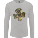 Steampunk Shamrock Mens Long Sleeve T-Shirt Sports Grey
