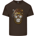 Steampunk Skull Mens Cotton T-Shirt Tee Top Dark Chocolate