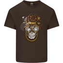 Steampunk Skull Mens Cotton T-Shirt Tee Top Dark Chocolate