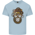 Steampunk Skull Mens Cotton T-Shirt Tee Top Light Blue