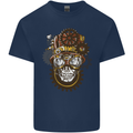 Steampunk Skull Mens Cotton T-Shirt Tee Top Navy Blue