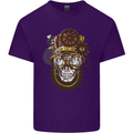 Steampunk Skull Mens Cotton T-Shirt Tee Top Purple
